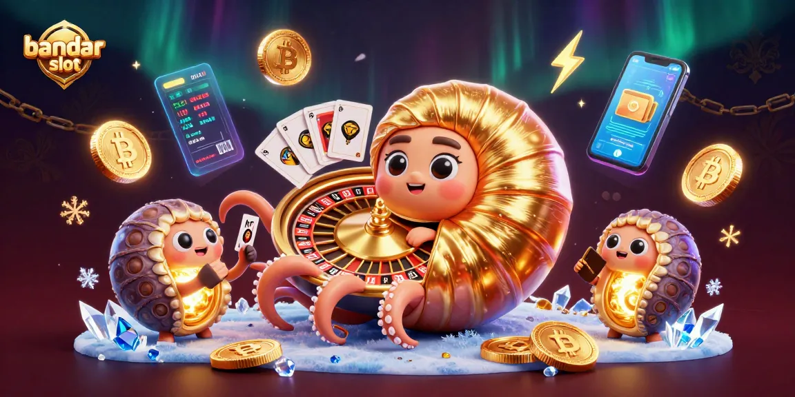Spin the bandar slot with a vibrant scene showcasing a giant nautilus roulette and glowing crypto coins
