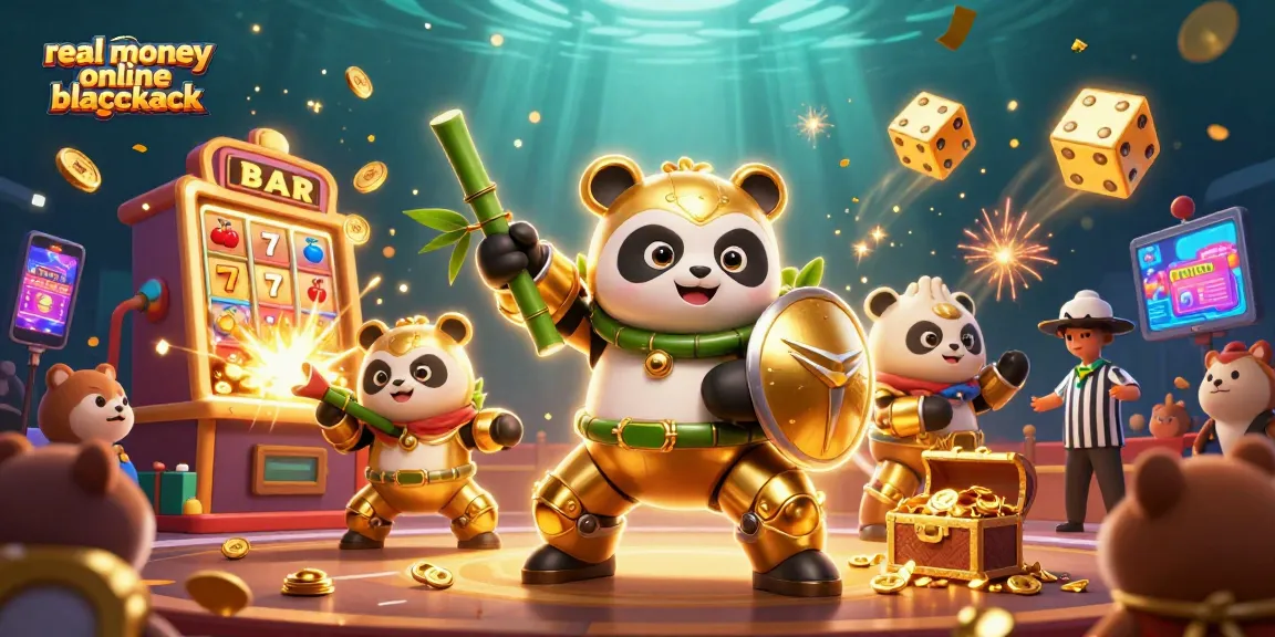 Experience real money online blackjack with thrilling 3D cartoon characters in a vibrant casino scene.