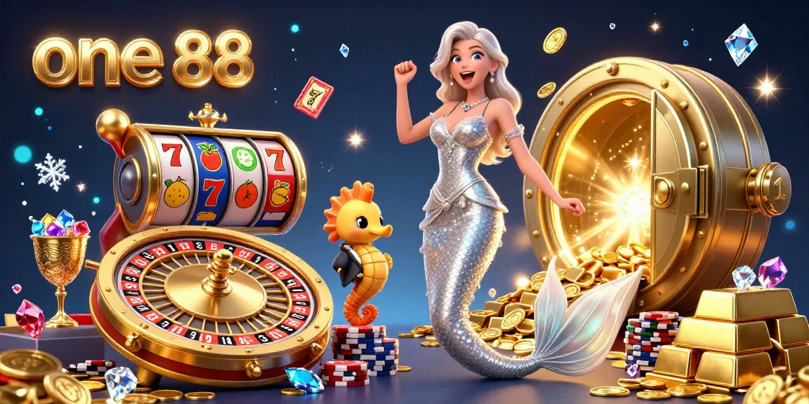 Engage with exciting gaming at one 88 featuring a glamorous woman and vibrant roulette wheel adorned with lavish treasures.