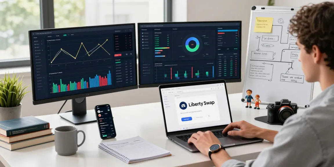 Engaging with libertyswap platform in a modern digital finance workspace.
