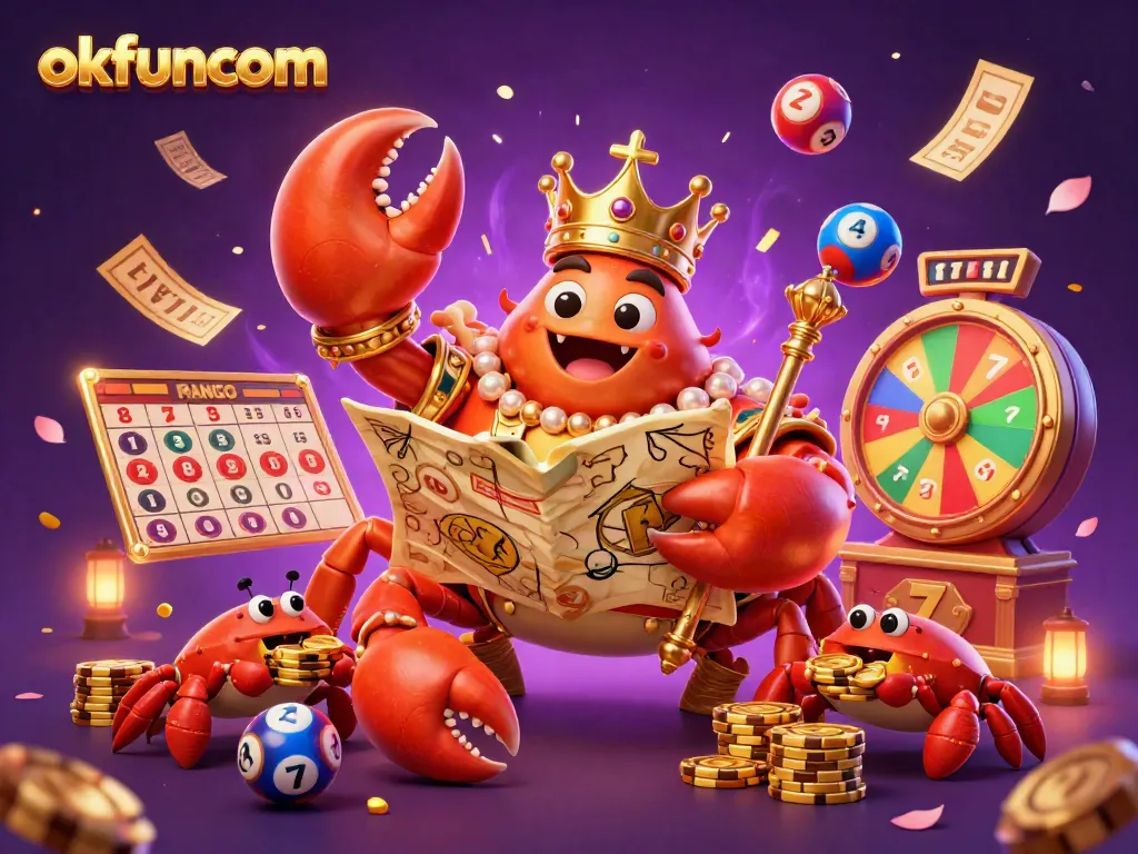 Win big at okfuncom with exciting slot reels, colorful lottery balls, and a dynamic casino scene.