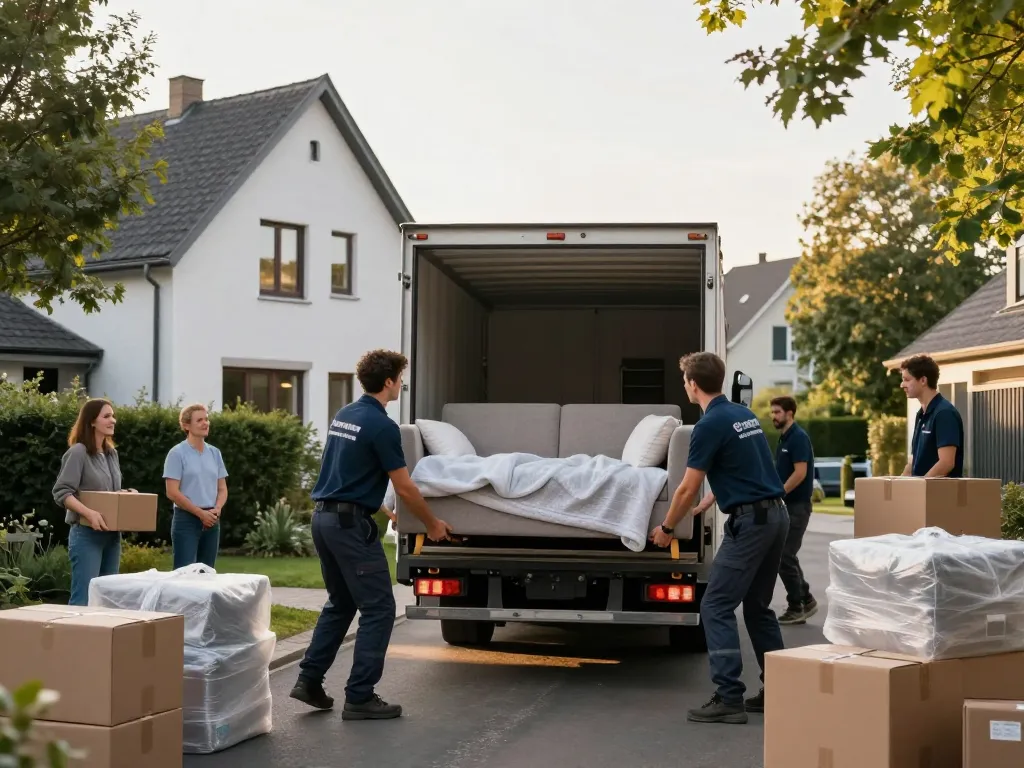 Zuverlässiges umzugsunternehmen Hannover-Team, das Möbel sorgfältig bewegt.
