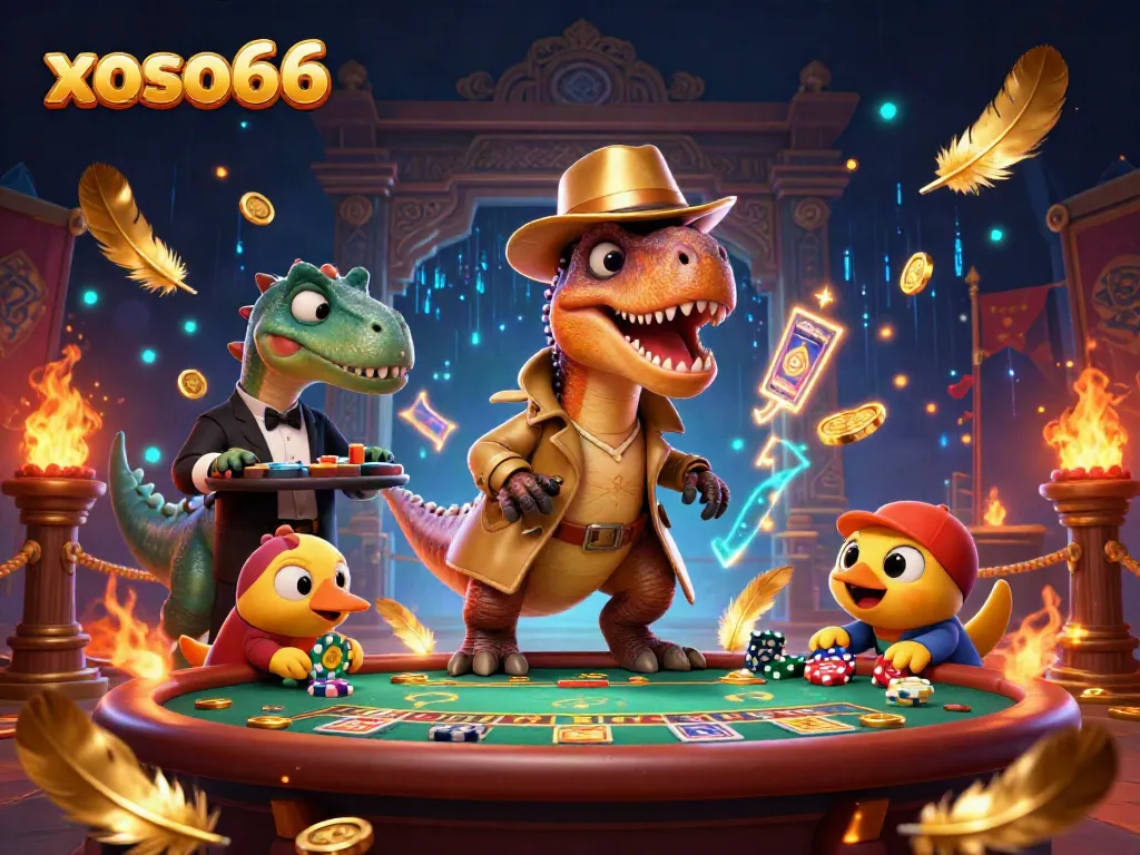Experience thrilling gameplay at xoso66 with vibrant casino atmosphere and engaging cartoon characters.