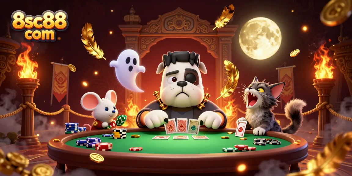 Win big at 8sc88 com while enchanting characters engage in a thrilling card game atmosphere.