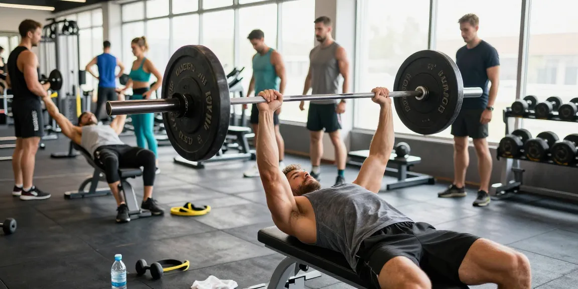 Muscularer Athlet im Anabolika Shop Deutschland Fitnessstudio, der Gewichte hebt und damit Engagement für Fitness zeigt.