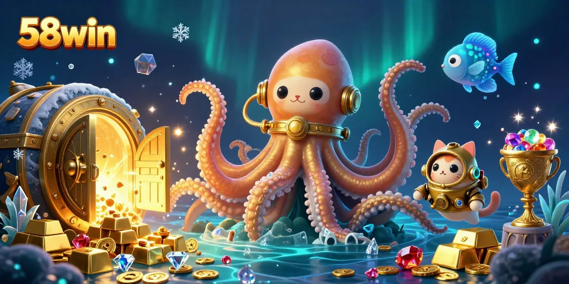 Experience thrilling gameplay with 58win's dynamic gaming environment featuring a kraken and treasures.