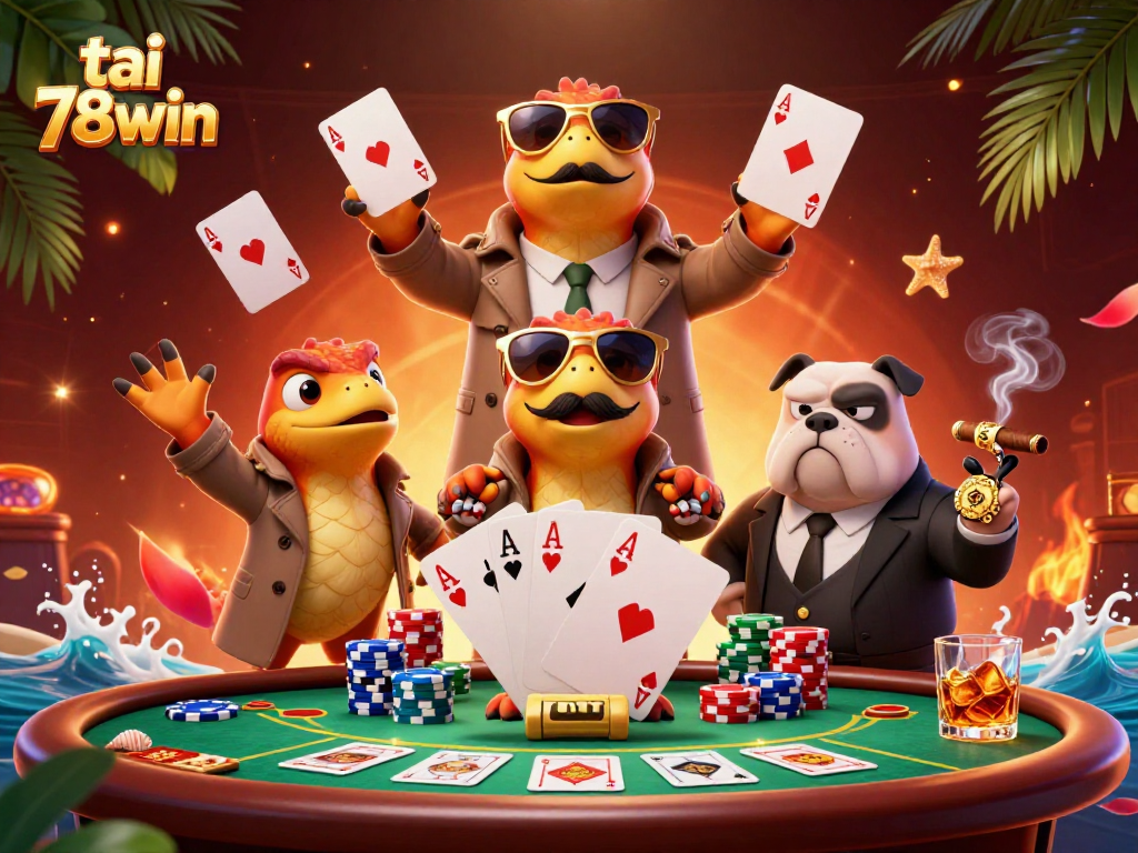 Experience exhilarating bets at tai 78win with vibrant characters in a lively casino setting.