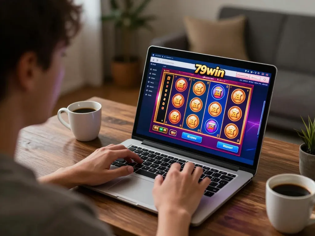 Play engaging slot games at 79win while enjoying a cozy home office atmosphere.