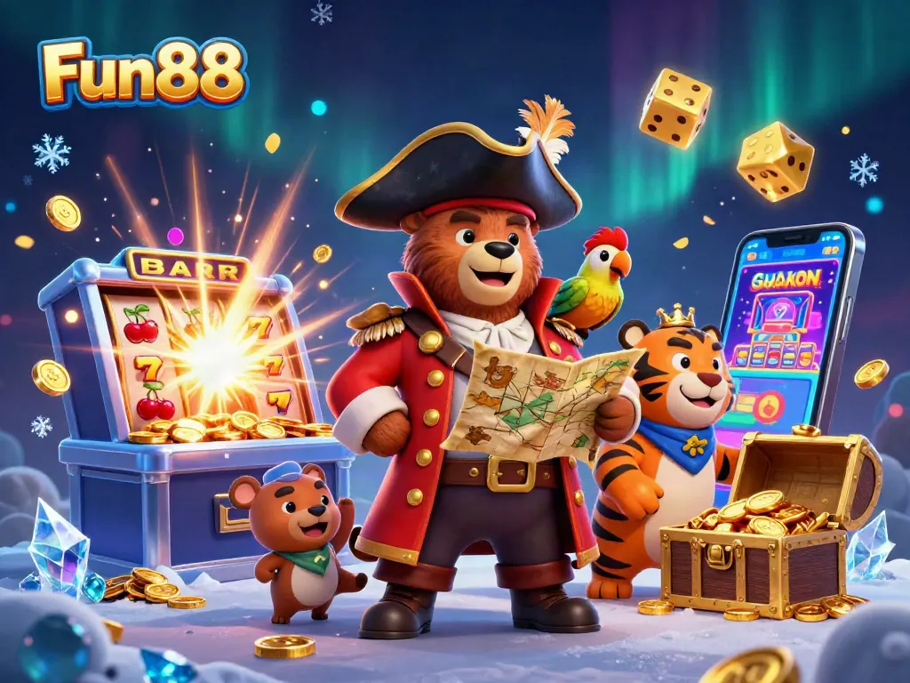 Experience Fun88's thrilling gaming world with vibrant characters and exciting casino elements.