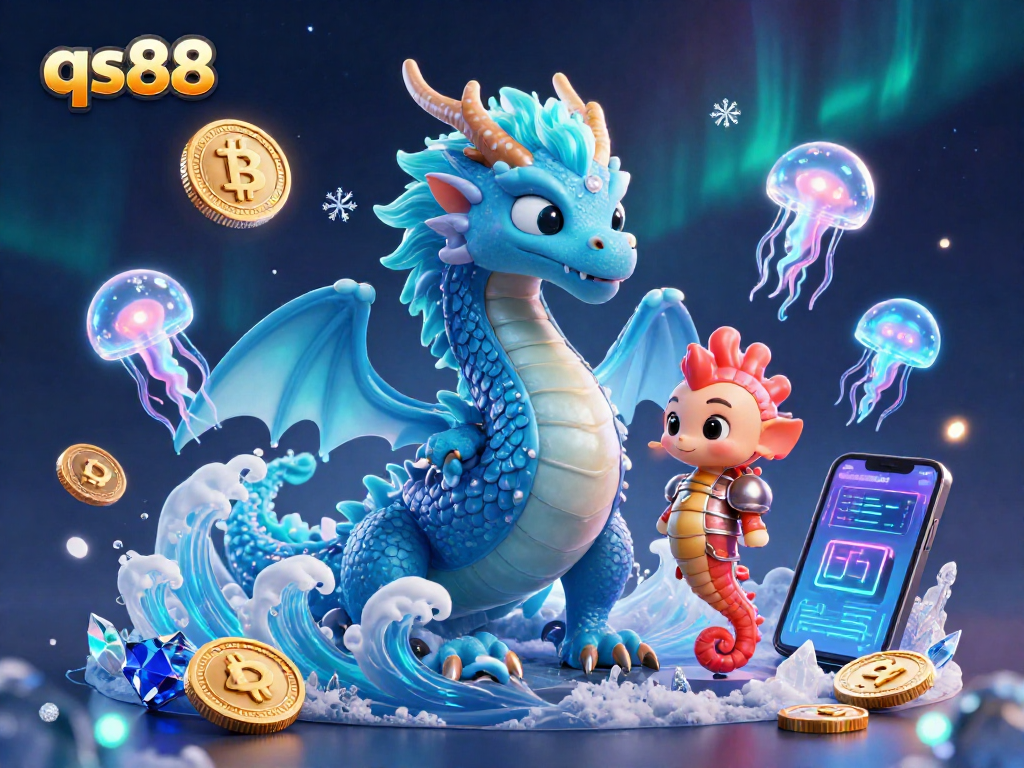 Experience thrilling gaming at qs88 with an azure water dragon, coral seahorse knight, and neon jellyfish!