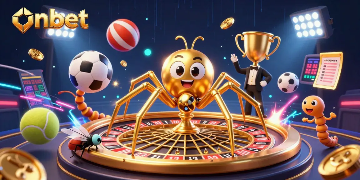Experience onbet through an exciting 3D illustration of betting action and vibrant casino elements.