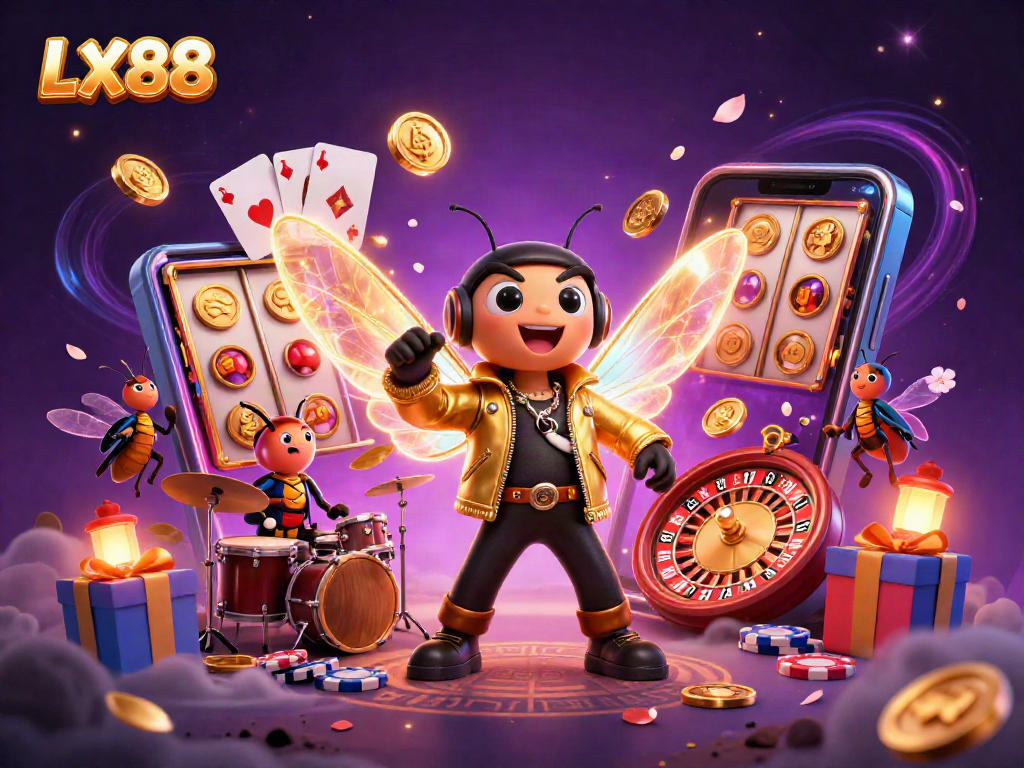 LX88 engages in exciting slot gameplay with a rock star theme and dynamic game elements.