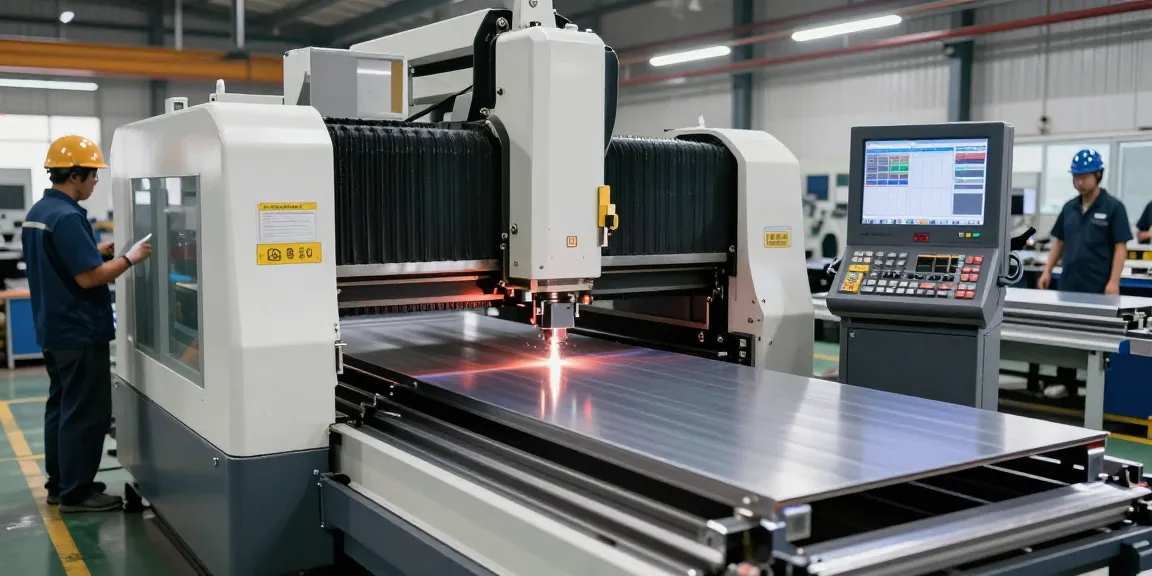 CNC press brake machinery in a modern workshop showcasing advanced technology for precision metal bending and automation.