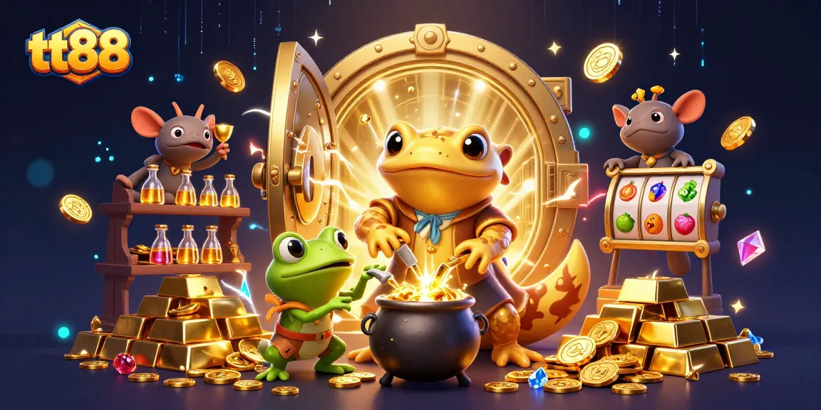 Experience thrilling gaming at tt88 with captivating golden alchemist visuals and casino elements.