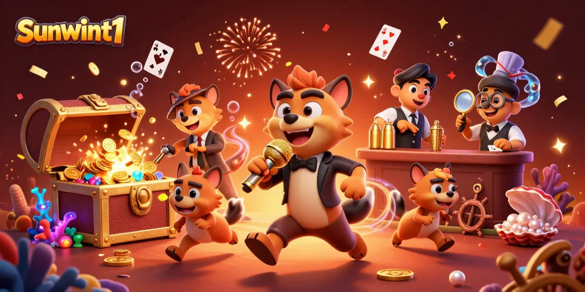 Experience engaging casino fun with sunwint1's vibrant 3D illustration showcasing comedy and excitement.