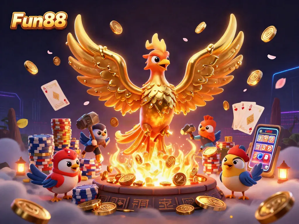Spin and win at Fun88 with the majestic phoenix representing luck and fortune!