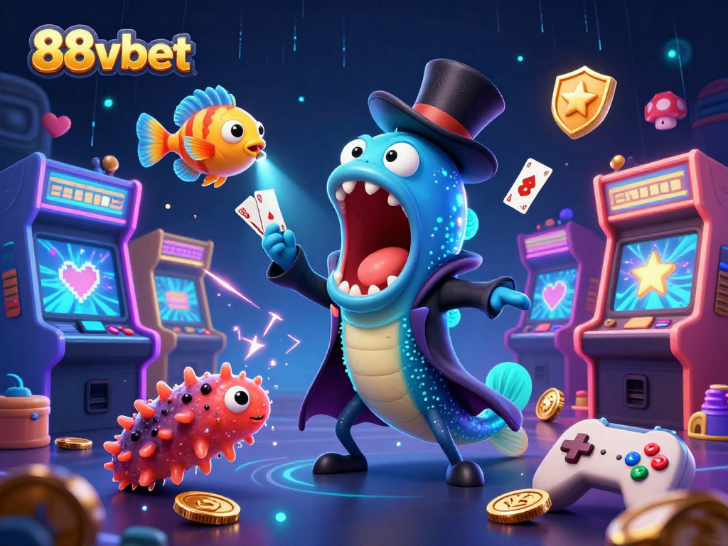 88vbet's dynamic scene with deep-sea creatures showcases exciting casino action and vibrant gaming elements.