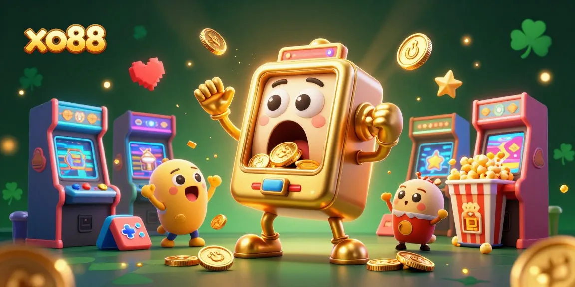 Experience the thrill of a jackpot with xo88 as a golden slot machine celebrates wins amid colorful gaming elements.