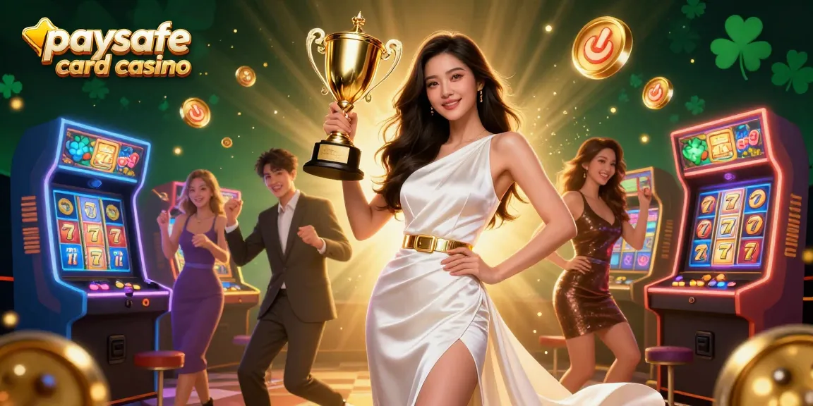 Paysafe Card Casinos bieten lebendige Spielerlebnisse mit einer beeindruckenden asiatischen Frau, die ihren Sieg feiert.
