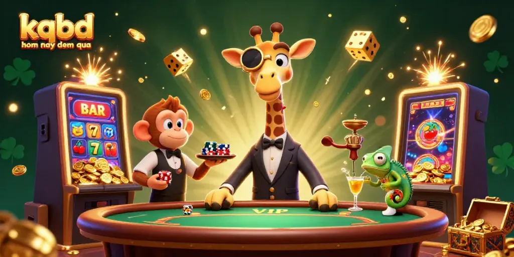 Experience thrilling action with kqbd hom nay dem qua, showcasing an exciting 3D casino scene filled with vibrant characters and jackpot elements.